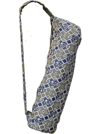 XAGOFIT Yoga Mat Carry Bag Fully-Zipped Tote with Ergonomic Shoulder Strap - Ideal for Yoga Pilates Enthusiasts - Blue Cream Aztec