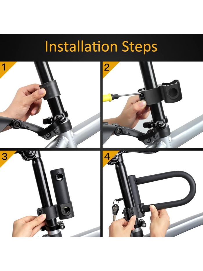 Bike U Lock Heavy Duty Bike Lock Bicycle U Lock 16mm Shackle and 4ft 6ft Length Security Cable